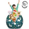 Lunarable Alpaca Storage Toy Bag Chair, Wildlife Themed Pattern with Succulents and Alpacas Floral Plantation Abstract, Stuffed Animal Organizer Washable Bag, Large Size, Green Pink view 3