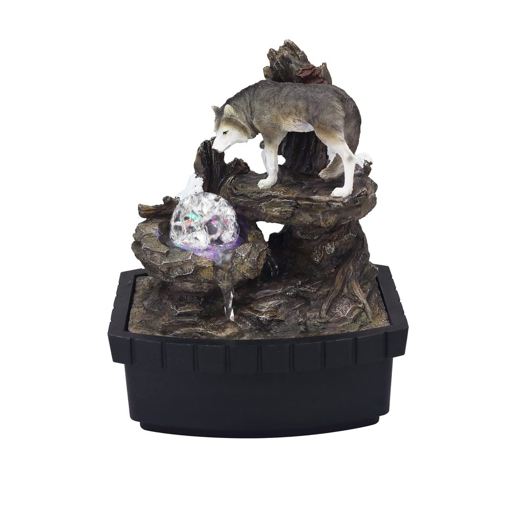ORE International 10.25-Inch Wolf Table Fountain