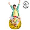 Lunarable Jurassic Storage Toy Bag Chair, Skeleton Tyrannosaurus Rex Dinosaur Silhouette Prehistoric Monster Animal Print, Stuffed Animal Organizer Washable Bag, Small Size, Yellow Black view 3