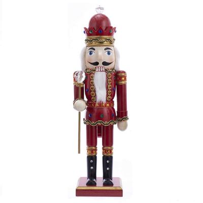 Home and Holiday Shops Red King with Scepter Wood Christmas Nutcracker 15 Inch Decoration New