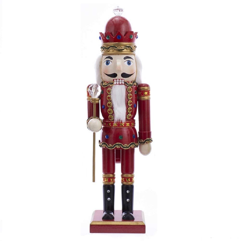 Home and Holiday Shops Red King with Scepter Wood Christmas Nutcracker 15 Inch Decoration New