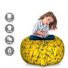 Lunarable Jurassic Storage Toy Bag Chair, Skeleton Tyrannosaurus Rex Dinosaur Silhouette Prehistoric Monster Animal Print, Stuffed Animal Organizer Washable Bag, Large Size, Yellow Black view 2
