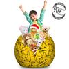 Lunarable Jurassic Storage Toy Bag Chair, Skeleton Tyrannosaurus Rex Dinosaur Silhouette Prehistoric Monster Animal Print, Stuffed Animal Organizer Washable Bag, Large Size, Yellow Black view 3
