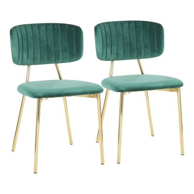 LumiSource Bouton Chair, Upholstered Dining Chairs, Contemporary Dining Chair, Kitchen Chairs for Dining Table, Dining Chairs Set of 2