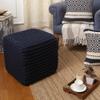REDEARTH Square Hand Knitted Pouf - Foot Stool Ottoman Coffee Table - Cotton Cord Boho Pouffe - Poof Accent Footrest for Living Room - Bedroom - Library (16" x 16" x 16") - Navy Blue view 2