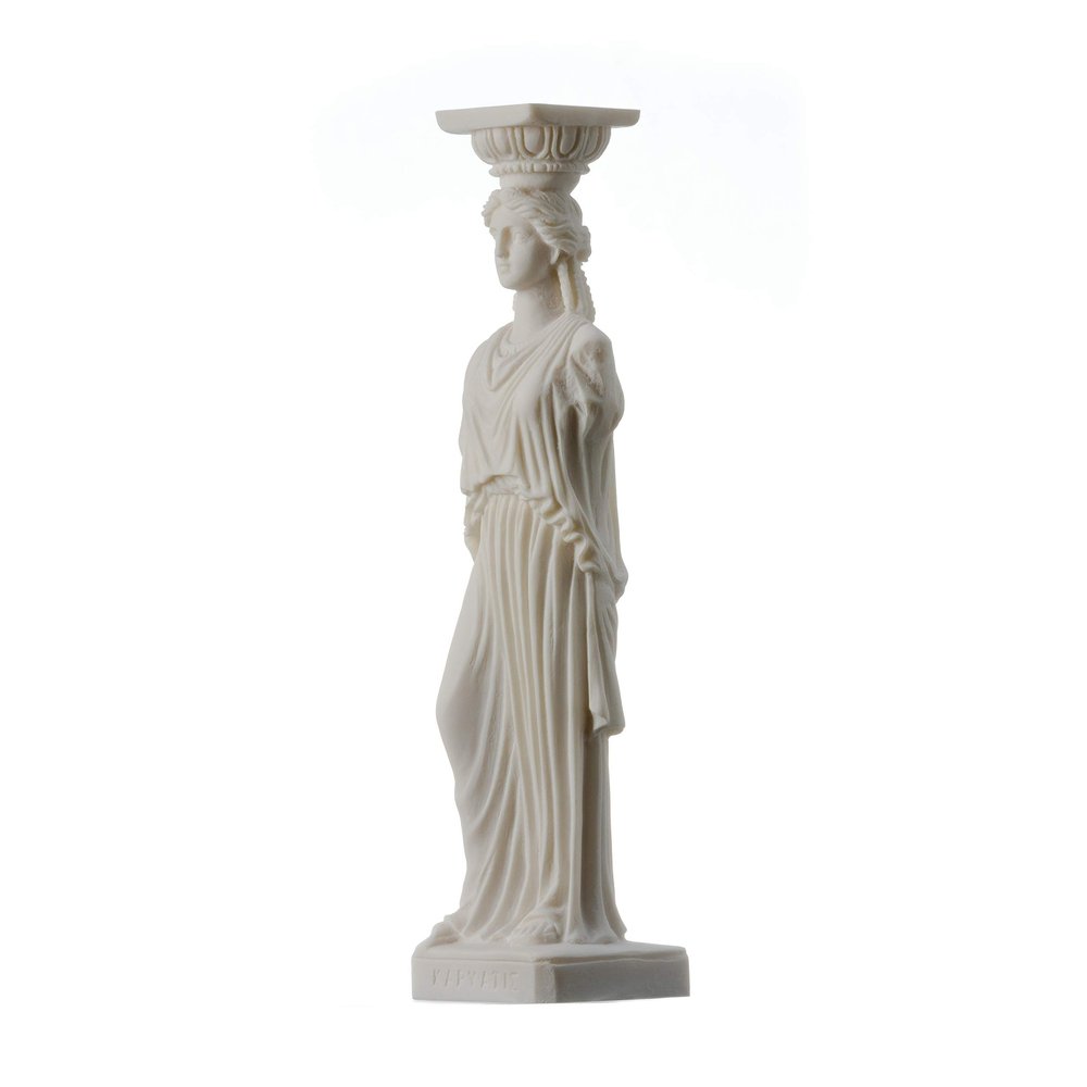 Column Caryatid Statue Acropolis Athens Greek Roman Alabaster 9.8"