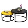 Coffee Tables Round Side Tables Modern End Tables Nesting Tables for Balcony and Living Room, Extendable Stackable, Wood and Metal, Black and Yellow view 1