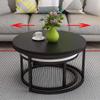 Coffee Tables Round Side Tables Modern End Tables Nesting Tables for Balcony and Living Room, Extendable Stackable, Wood and Metal, Black and Yellow view 2