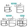 Coffee Tables Round Side Tables Modern End Tables Nesting Tables for Balcony and Living Room, Extendable Stackable, Wood and Metal, Black and Yellow view 4