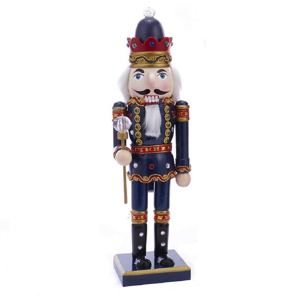Home and Holiday Shops Blue King with Scepter Wood Christmas Nutcracker 15 Inch Decoration New