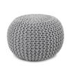 REDEARTH  Round Boho Pouf Ottoman - Cable Knitted Cord Boho Pouffe - Stuffed Poof Accent Beanbag Footrest for Living Room - Nursery - Bedroom - Covered Patio - Study Nook (19.5"x19.5"x14") - Gray view 1