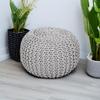 REDEARTH  Round Boho Pouf Ottoman - Cable Knitted Cord Boho Pouffe - Stuffed Poof Accent Beanbag Footrest for Living Room - Nursery - Bedroom - Covered Patio - Study Nook (19.5"x19.5"x14") - Gray view 2