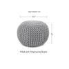 REDEARTH  Round Boho Pouf Ottoman - Cable Knitted Cord Boho Pouffe - Stuffed Poof Accent Beanbag Footrest for Living Room - Nursery - Bedroom - Covered Patio - Study Nook (19.5"x19.5"x14") - Gray view 3