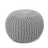 REDEARTH  Round Boho Pouf Ottoman - Cable Knitted Cord Boho Pouffe - Stuffed Poof Accent Beanbag Footrest for Living Room - Nursery - Bedroom - Covered Patio - Study Nook (19.5"x19.5"x14") - Gray view 4