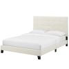 Contemporary Modern Urban Designer Bedroom Full Size Platform Bed Frame, Velvet Fabric, Ivory White view 1