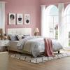 Contemporary Modern Urban Designer Bedroom Full Size Platform Bed Frame, Velvet Fabric, Ivory White view 2