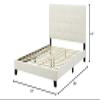 Contemporary Modern Urban Designer Bedroom Full Size Platform Bed Frame, Velvet Fabric, Ivory White view 3