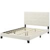 Contemporary Modern Urban Designer Bedroom Full Size Platform Bed Frame, Velvet Fabric, Ivory White view 4