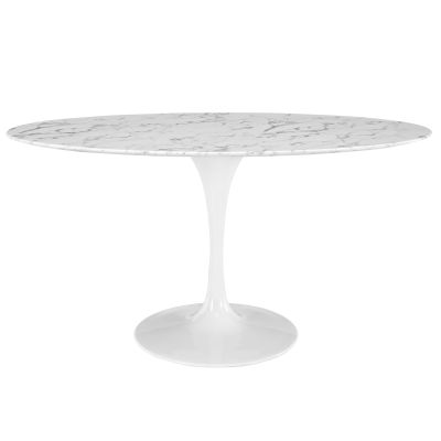 Contemporary Modern Urban Designer Dining Kitchen Room Dining Table Oval White Wood Metal Steel