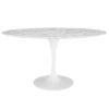 Contemporary Modern Urban Designer Dining Kitchen Room Dining Table Oval White Wood Metal Steel view 1