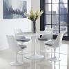 Contemporary Modern Urban Designer Dining Kitchen Room Dining Table Oval White Wood Metal Steel view 2