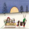 Christmas Cards: Shih-tzu Family Takes Holiday sled Ride/Lynch Folk Art view 1