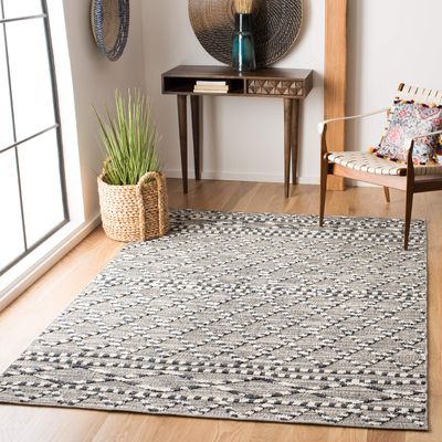 SAFAVIEH Area Rug 8x10 - Global Collection - Large - Grey & Ivory, Non-Shedding & Easy Cleaning, Ideal for Living Room, Bedroom, Office, Dining Space (GLB875F)