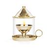 Borosil Medium Size Mangal Diya Decorative Brass Glass Oil Lamp | Tea Light Holder | Diya with Borosilicate Glass | Puja Dia for Mandir | Lantern Diya with Glass Cover view 2