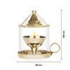 Borosil Medium Size Mangal Diya Decorative Brass Glass Oil Lamp | Tea Light Holder | Diya with Borosilicate Glass | Puja Dia for Mandir | Lantern Diya with Glass Cover view 3