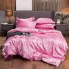 Kanak Bedding - 4 Piece Soft Silk Satin Soft Quilt,19 Inch Deep Pocket Sheet Set with Duvet Set Over Size King Colour Pink view 3