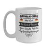 BeeTeeStore Funny German Girl Coffee Mug - Humorous Speakerphone Saying Design - 15oz White Ceramic Tea Cup Gift for Residents, Tourists, and German Holidays and Festivals view 1