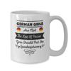 BeeTeeStore Funny German Girl Coffee Mug - Humorous Speakerphone Saying Design - 15oz White Ceramic Tea Cup Gift for Residents, Tourists, and German Holidays and Festivals view 2
