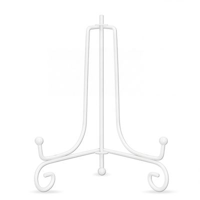 Artliving Metal Plate Stands for Display - 6-Inch Adjustable Easel Holders for Decorative Plates, Picture Frames and Books - White (2-Pack)