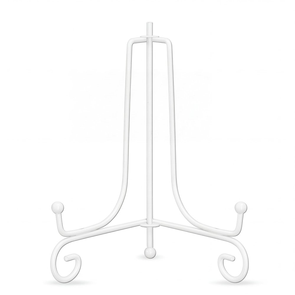 Artliving Metal Plate Stands for Display - 6-Inch Adjustable Easel Holders for Decorative Plates, Picture Frames and Books - White (2-Pack)