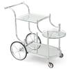 3 Tiers Rolling Kitchen Bar Serving Cart Wine Trolley Tea Coffee Car Built in Metal Fence Metal Frame Tempered Glass Shelves Large Storage Space Suitable for Kitchens Restaurants Bars Pub Hotel Use view 1