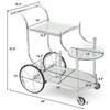 3 Tiers Rolling Kitchen Bar Serving Cart Wine Trolley Tea Coffee Car Built in Metal Fence Metal Frame Tempered Glass Shelves Large Storage Space Suitable for Kitchens Restaurants Bars Pub Hotel Use view 2