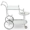 3 Tiers Rolling Kitchen Bar Serving Cart Wine Trolley Tea Coffee Car Built in Metal Fence Metal Frame Tempered Glass Shelves Large Storage Space Suitable for Kitchens Restaurants Bars Pub Hotel Use view 3