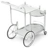3 Tiers Rolling Kitchen Bar Serving Cart Wine Trolley Tea Coffee Car Built in Metal Fence Metal Frame Tempered Glass Shelves Large Storage Space Suitable for Kitchens Restaurants Bars Pub Hotel Use view 4