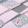 Finely Stitched Princess Pink Girls Farmhouse Patchwork Cotton Quilt Set - White Black Pink Swirling Scrolls, Flowers Floral Bedding Set (King - 3 Piece) view 2