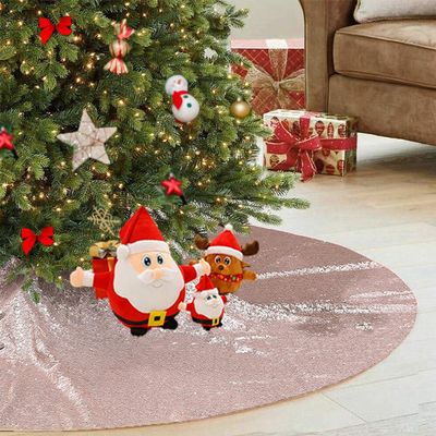 Rose Gold Glitter Sequin Tree Skirt (48Inch) - Ideal for 7ft-8ft Christmas Trees | Xmas Decor