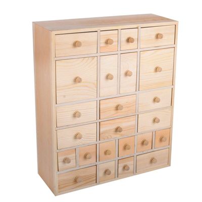 Vencer Wooden Countdown to Christmas Advent Calendar Storage Organizer with 24 Drawers,Jewelry Box,Desktop Organizer,DIY Unfinished Wood,Measures 14in x 12in x 4.3in,VYO-021
