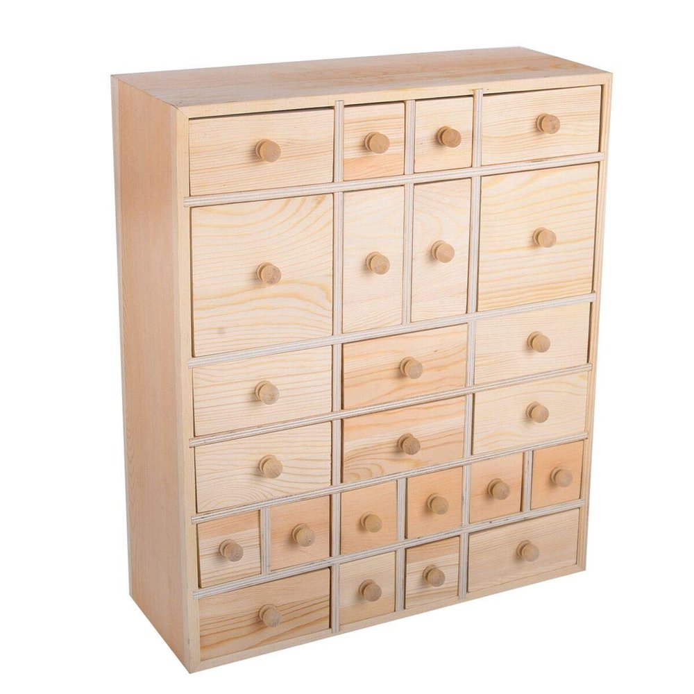 Vencer Wooden Countdown to Christmas Advent Calendar Storage Organizer with 24 Drawers,Jewelry Box,Desktop Organizer,DIY Unfinished Wood,Measures 14in x 12in x 4.3in,VYO-021