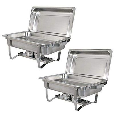 Epetlover 8 Quart Stainless Steel Chafing Dishes with Water Pan and Chafing Fuel Holder Complete Catering Buffet Warmer Set (2 Packs)