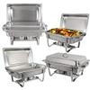 Epetlover 8 Quart Stainless Steel Chafing Dishes with Water Pan and Chafing Fuel Holder Complete Catering Buffet Warmer Set (2 Packs) view 3