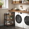 VASAGLE 3-Tier Narrow Storage Cart, Rolling Cart with Wheels, Steel Frame, Slim Storage Cart for Kitchen, Dining Room, Laundry Room, Adjustable Feet Included, Industrial Style, Rustic Brown and Black view 3