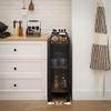 VASAGLE 3-Tier Narrow Storage Cart, Rolling Cart with Wheels, Steel Frame, Slim Storage Cart for Kitchen, Dining Room, Laundry Room, Adjustable Feet Included, Industrial Style, Rustic Brown and Black view 4