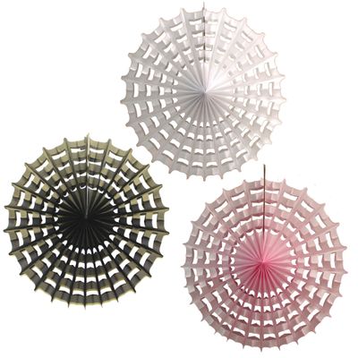 3-Piece 27 Inch Honeycomb Halloween Web Fan Decoration, Pink Mix