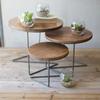 KALALOU Set Of Three Round Wire Display Risers With Wood Tops CQ7152 view 1