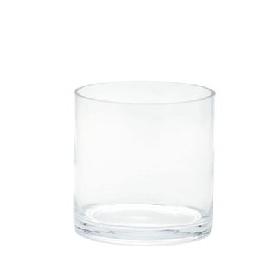 6" Clear Cylindrical Hand Blown Glass Vase