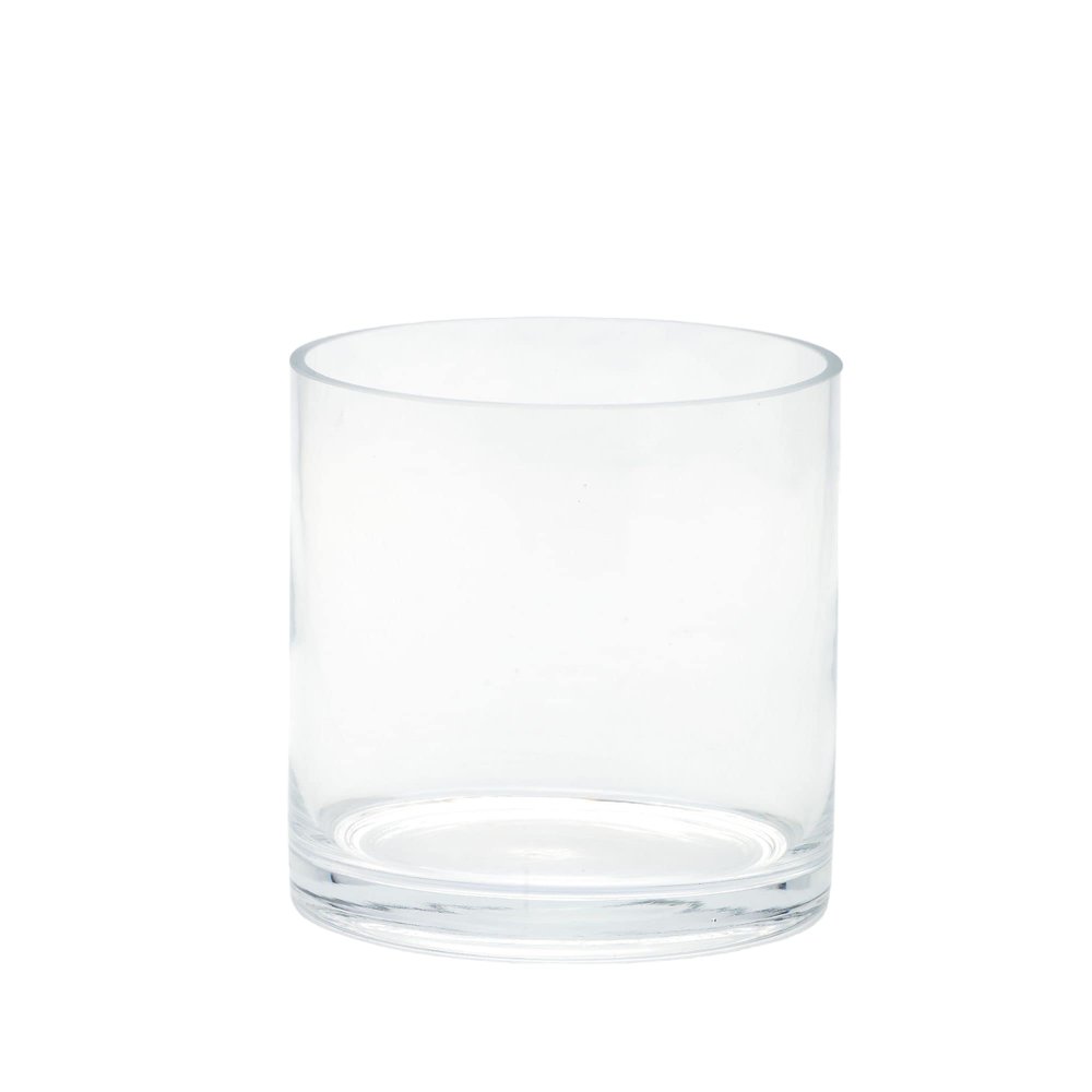 6" Clear Cylindrical Hand Blown Glass Vase